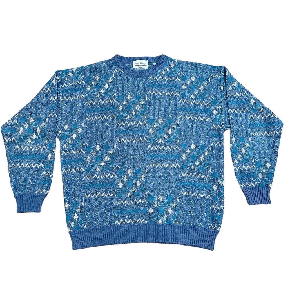 Vintage Massimo Mens Grandpa Sweater Size XL Cosby Coogi Style Mosaic Made Italy